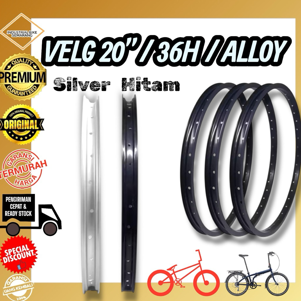 ( VELG 20 / 36H / ALLOY / SINGLE WALL ) Rim Velk Sepeda BMX Seli Lipat Mini 20 Inch Aluminium Roda