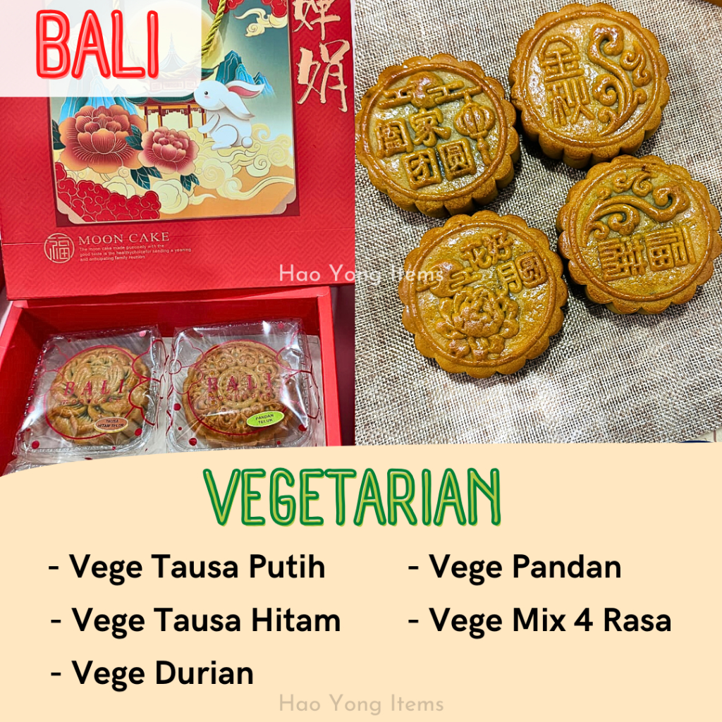 

Mooncake Vegetarian Bali Isi 4 / Kue Bulan merek Bali / Kue Bulan Vege Medan / Moocake Vegetarian