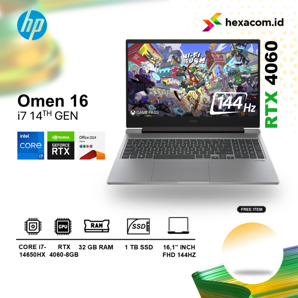 Laptop HP Omen 16 i7-14650HX / RTX 4060 32GB 1TB SSD 16.1 inch FHD 144HZ