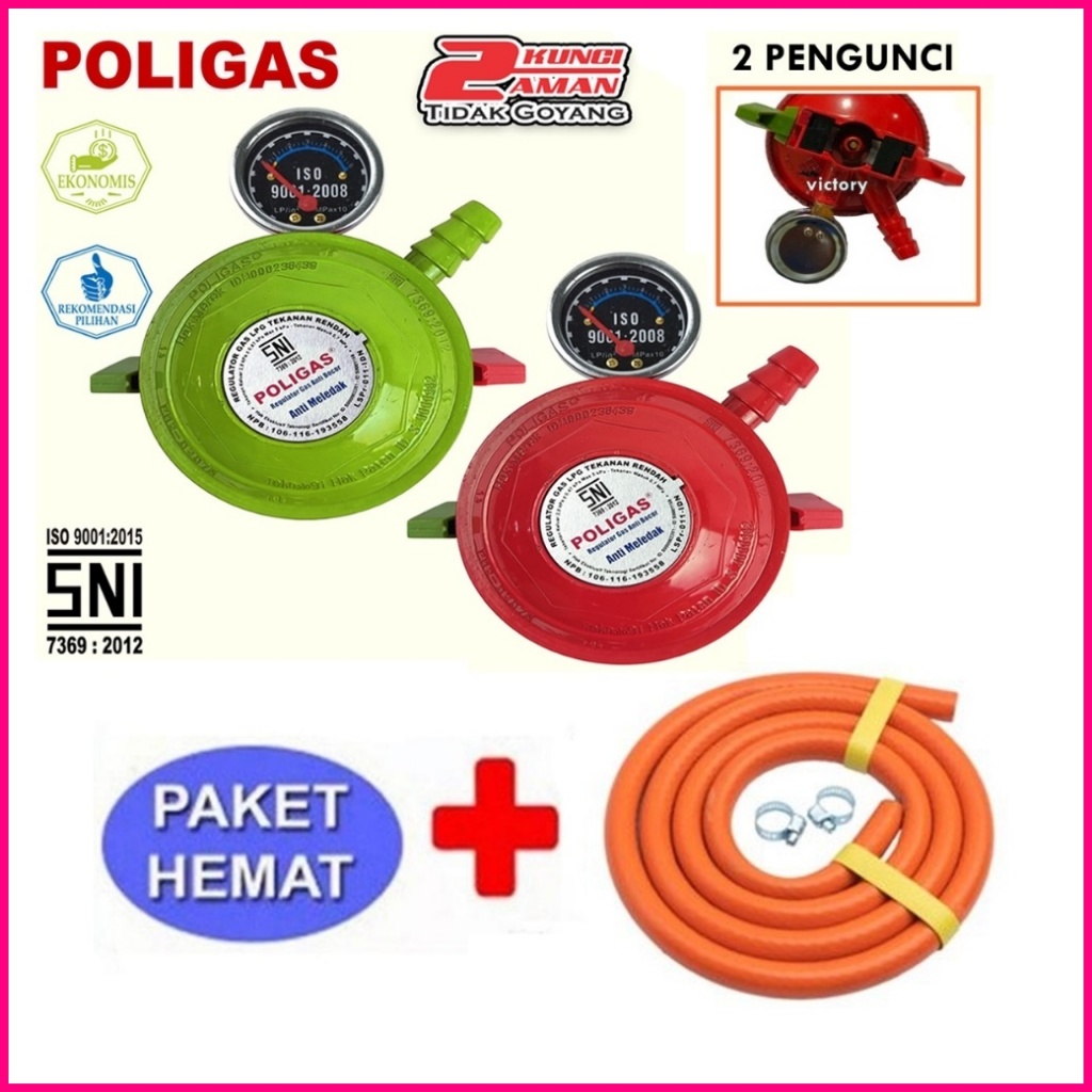Poligas Regulator Kompor Gas / Regulator Pengunci Ganda Kompor Gas SNI