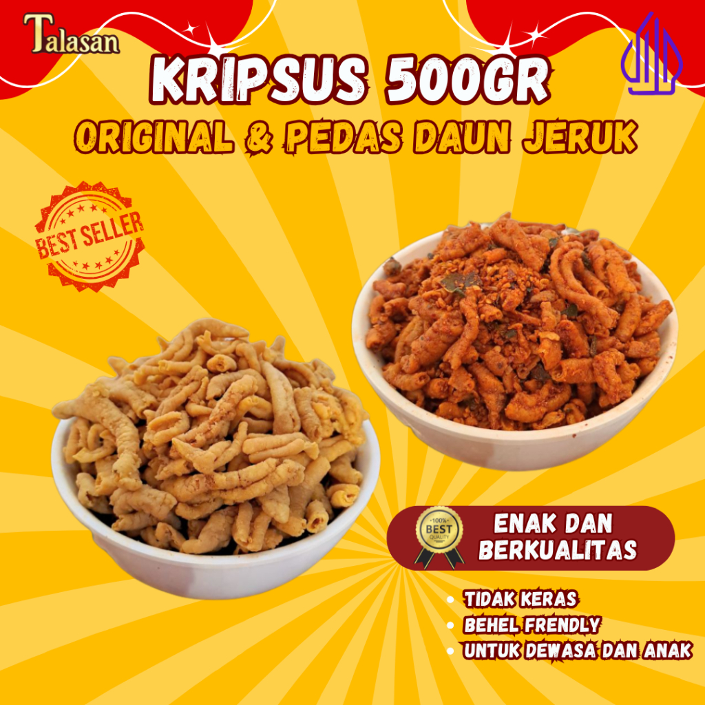 

Keripik Usus Pedas 500GR [ KRIPSUS ORIGINAL ATAU PEDAS DAUN JERUK] | keripik pedas | camilan murah talasan