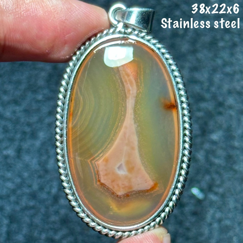 Liontin Batu Akik Natural Baturaja Kipas Didalam Batu 3D Aquarium Jumbo Kristal (asli alam)