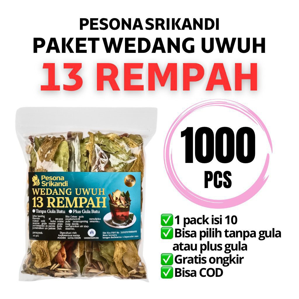 

PAKET 1000 PCS (10 PACK) WEDANG UWUH 13 PESONA SRIKANDI