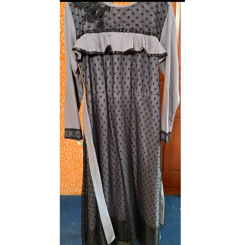 Gamis Tulle gamis navy Brokat Premium – Preloved (ambil 2 diskon)