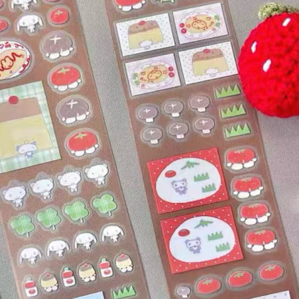 

[50cm] Tomato Omurice share sticker roll - stiker ecer dekorasi jurnal journaling showa cute tomat