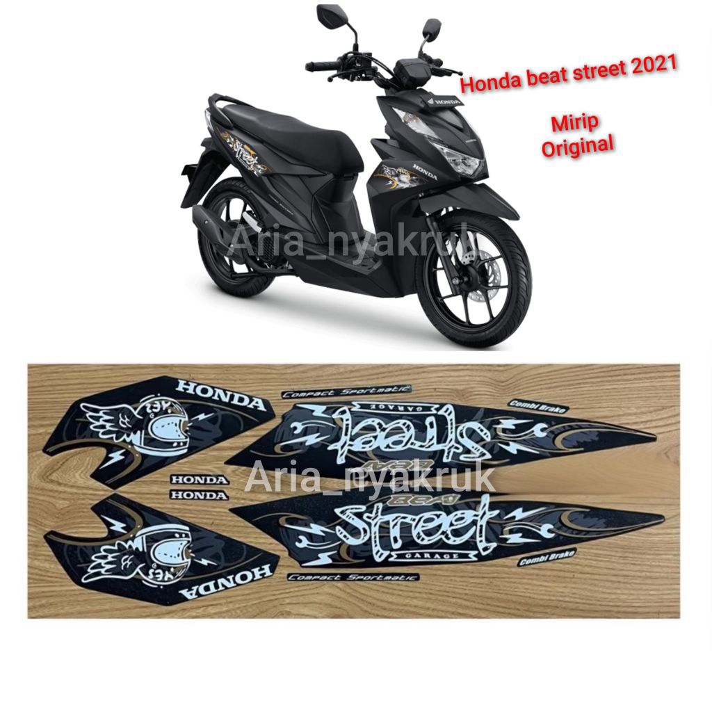 sticker/striping Honda beat street 2021 Hitam Standar Original