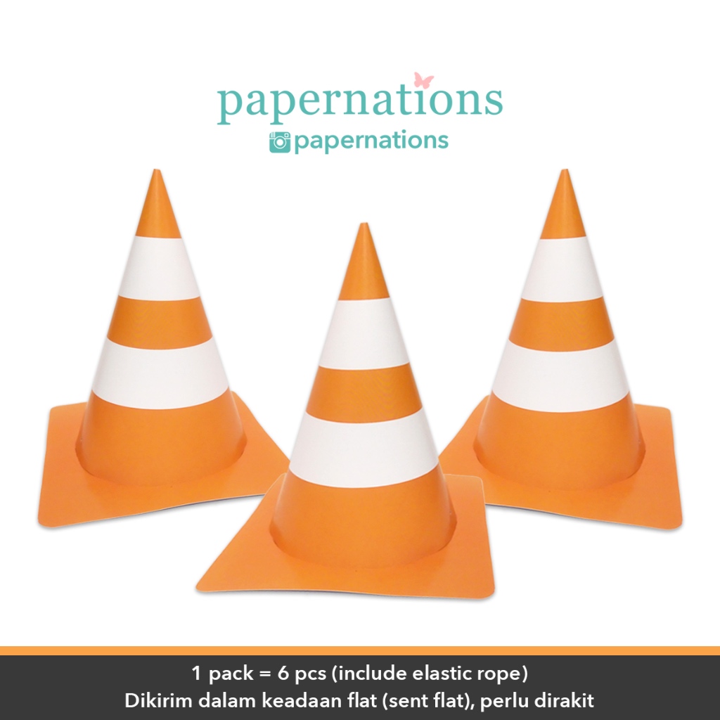 Party Hat Construction/Topi Ultah Construction Excavator/Birthday Hat Construction/Traffic Cone Hat