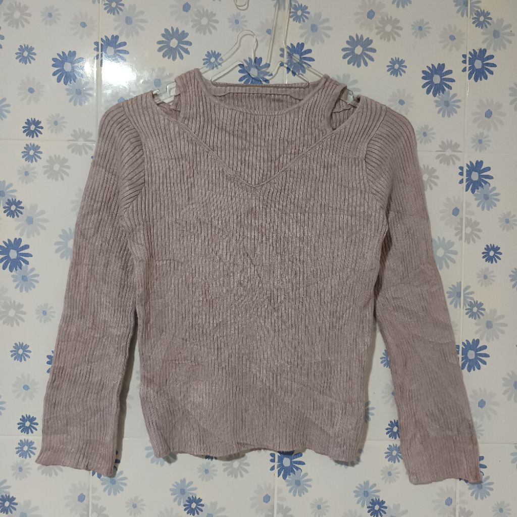 GRL Sweater Sweter Atasan Top Wanita Knit Lidi Kutub Lilac Not Uniqlo GU ZARA