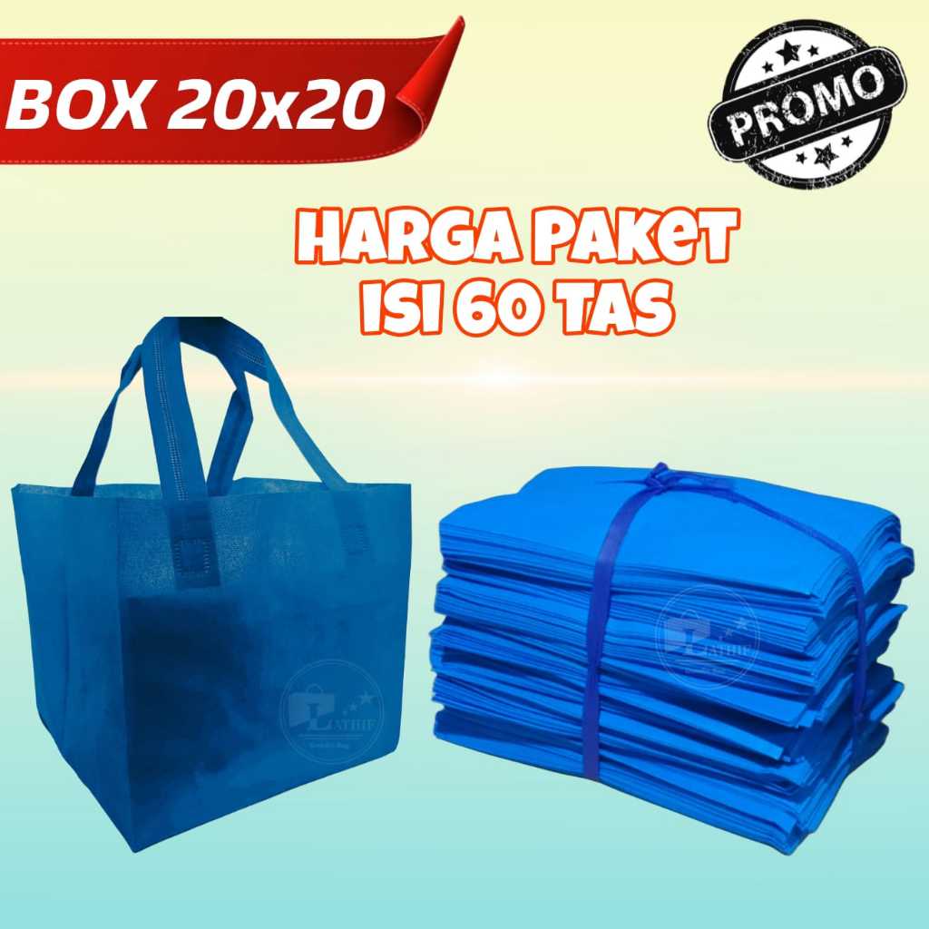

( PAKET HEMAT ) Hls Box dus 20x20 Isi ( 60 PCS) Tas Kain Spunbond Tas Box