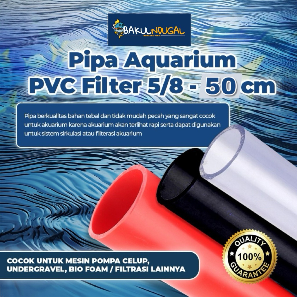 Pipa paralon hitam dan bening panjang 50cm filter aquarium aquascape ukuran 5/8