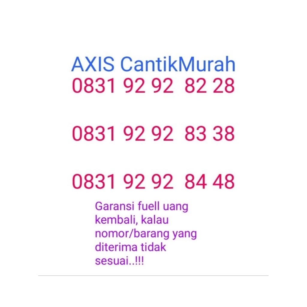 Axis nomor Cantik