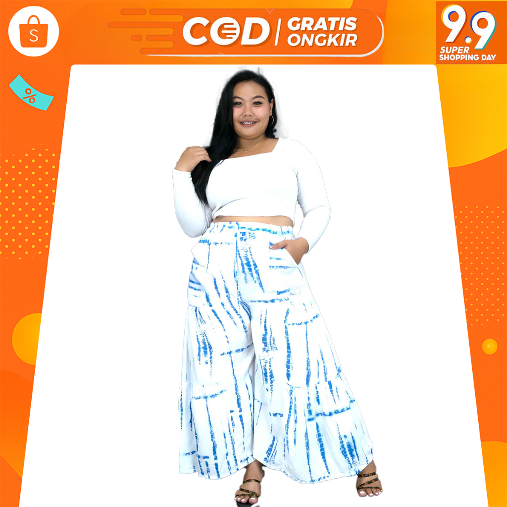 Kulot pantai jumbo rempel wanita celana kuda bawahan