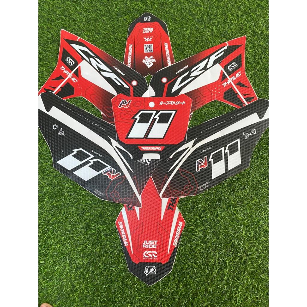 DECAL CRF 150 L LAMINASI DOFF PRIZM MERAH HITAM FULL BODY CUSTOM DESIGN