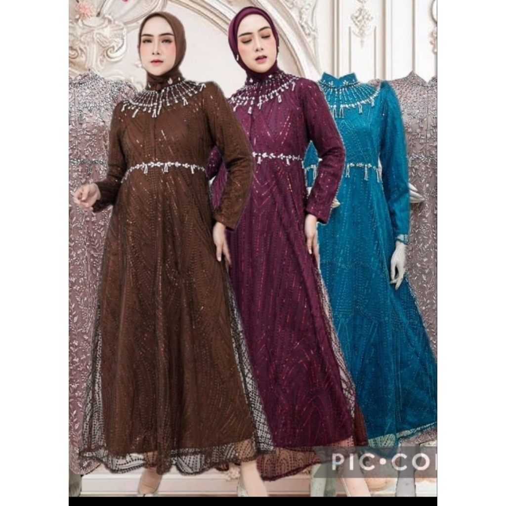 gamis jumbo dres pesta baju tunangan burkat tile