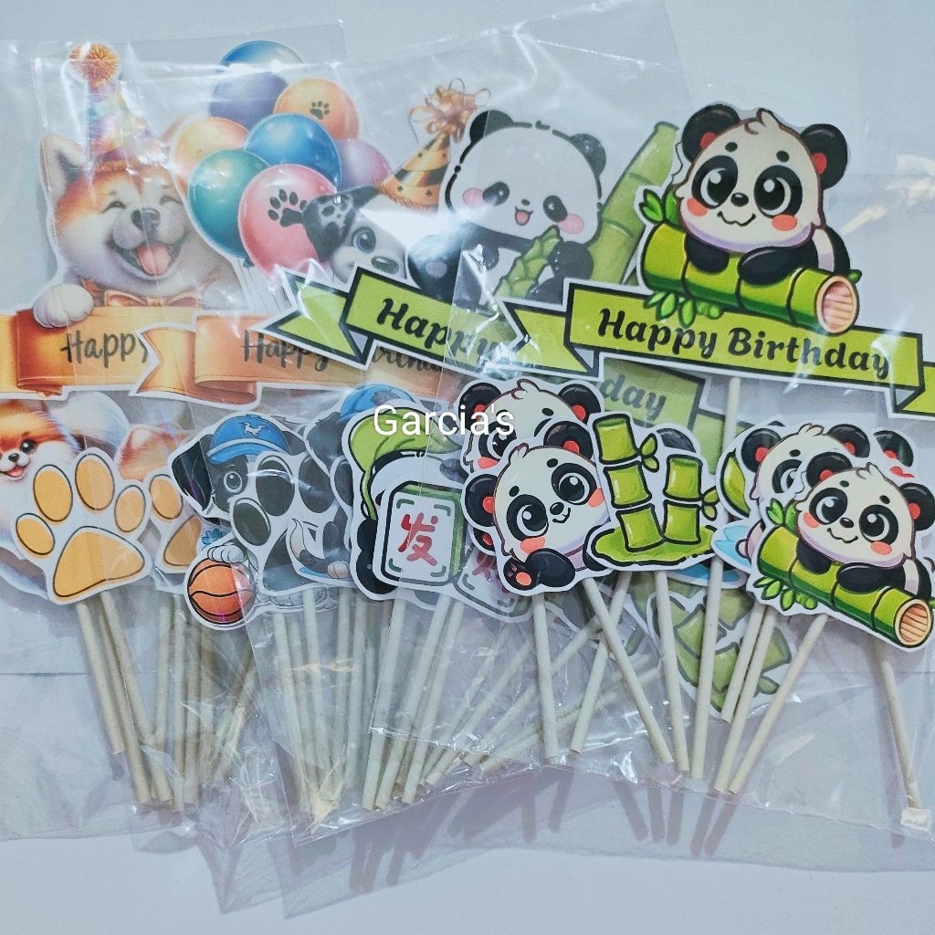 (custom ) Topper cake animal motif anjing / dog / puppy / doggy / panda
