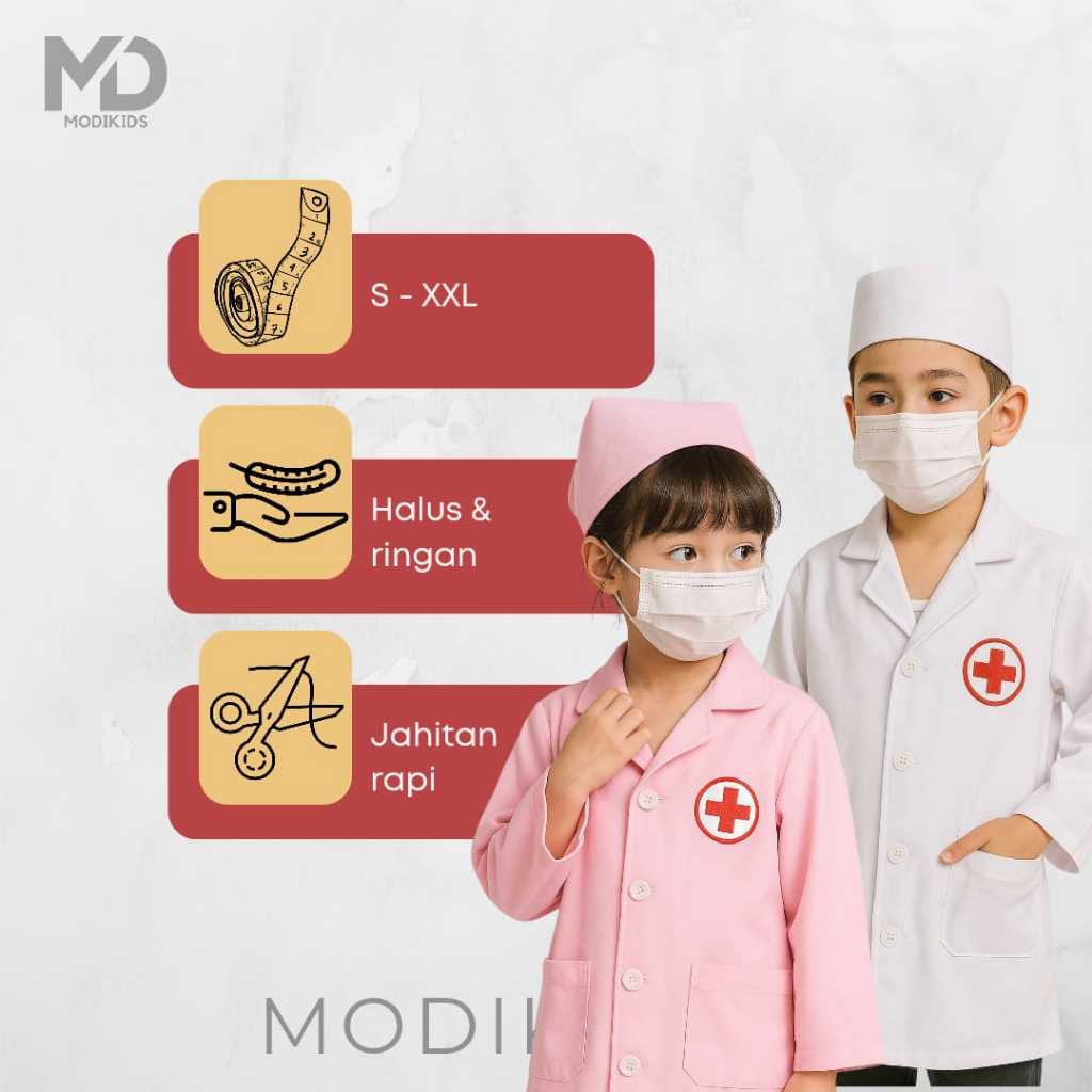 SRAGAM - Baju Profesi Anak Jas Dokter/ seragam jas dokter anak /baju jas dokter anak nyaman dipakai 