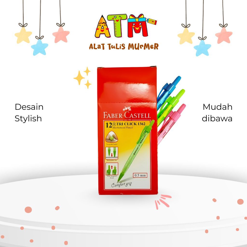 

Pensil Mekanik Faber Castell/Mechaninal Pencil/Tri Click Box 12 PCS (eceran)