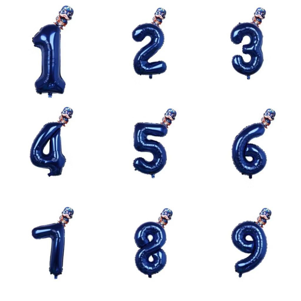 Balon foil angka 80cm warna navy blue biru tua karakter captain america set balon foil angka navy bl