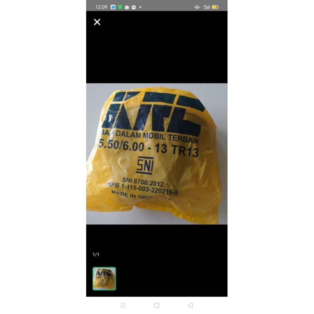 Ban Dalam KRC ukuran 550/600 R13