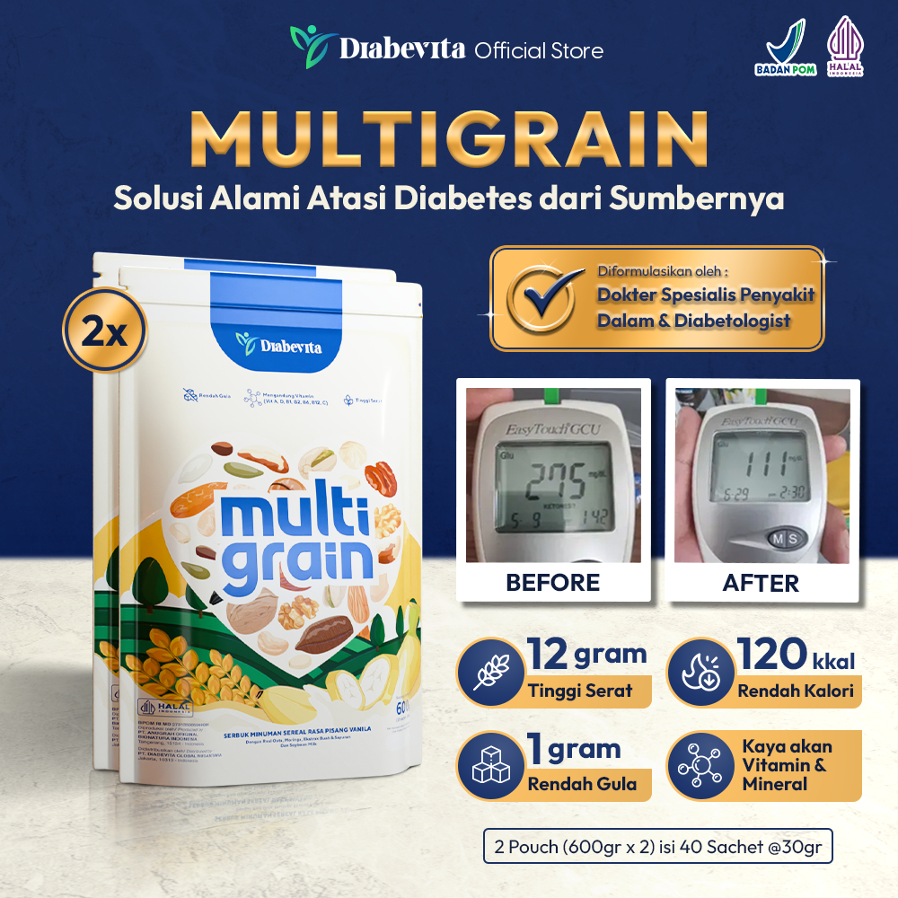 

Diabevita Bundling Multigrain 2 Pouch (40 sachet) - Minuman Sereal Pengganti Makan Diabetes