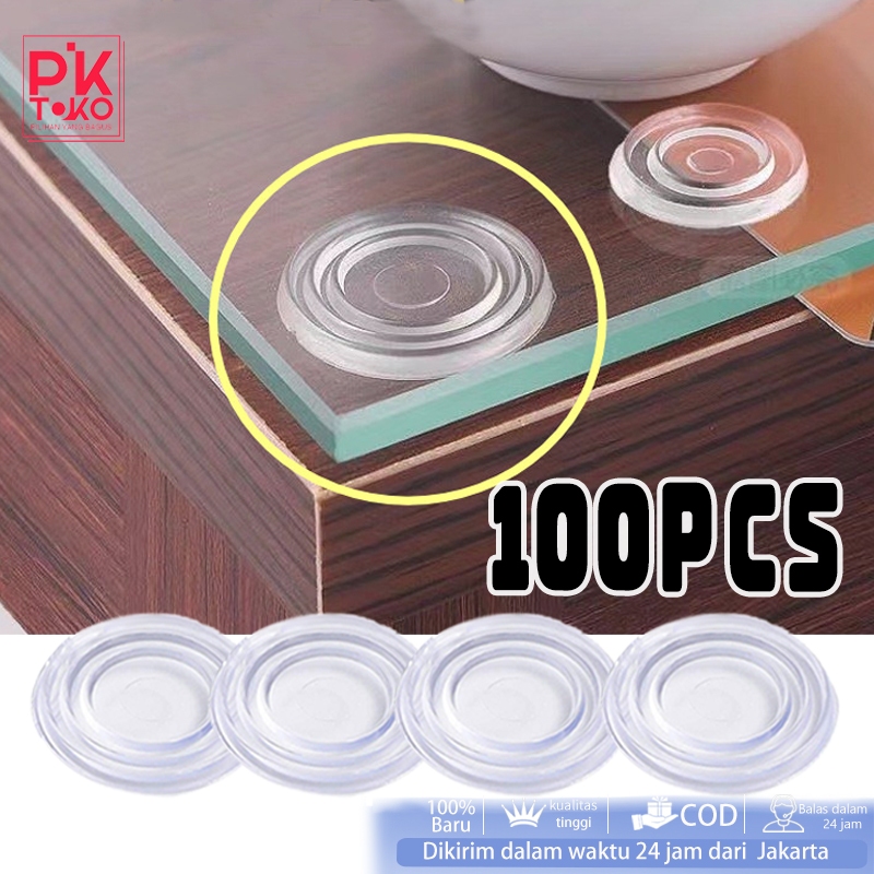 100PCS 24MM Karet Pengganjal Meja Kaca Karet Ganjal Kaca Meja Tataan Meja Kaca Bulat Bening