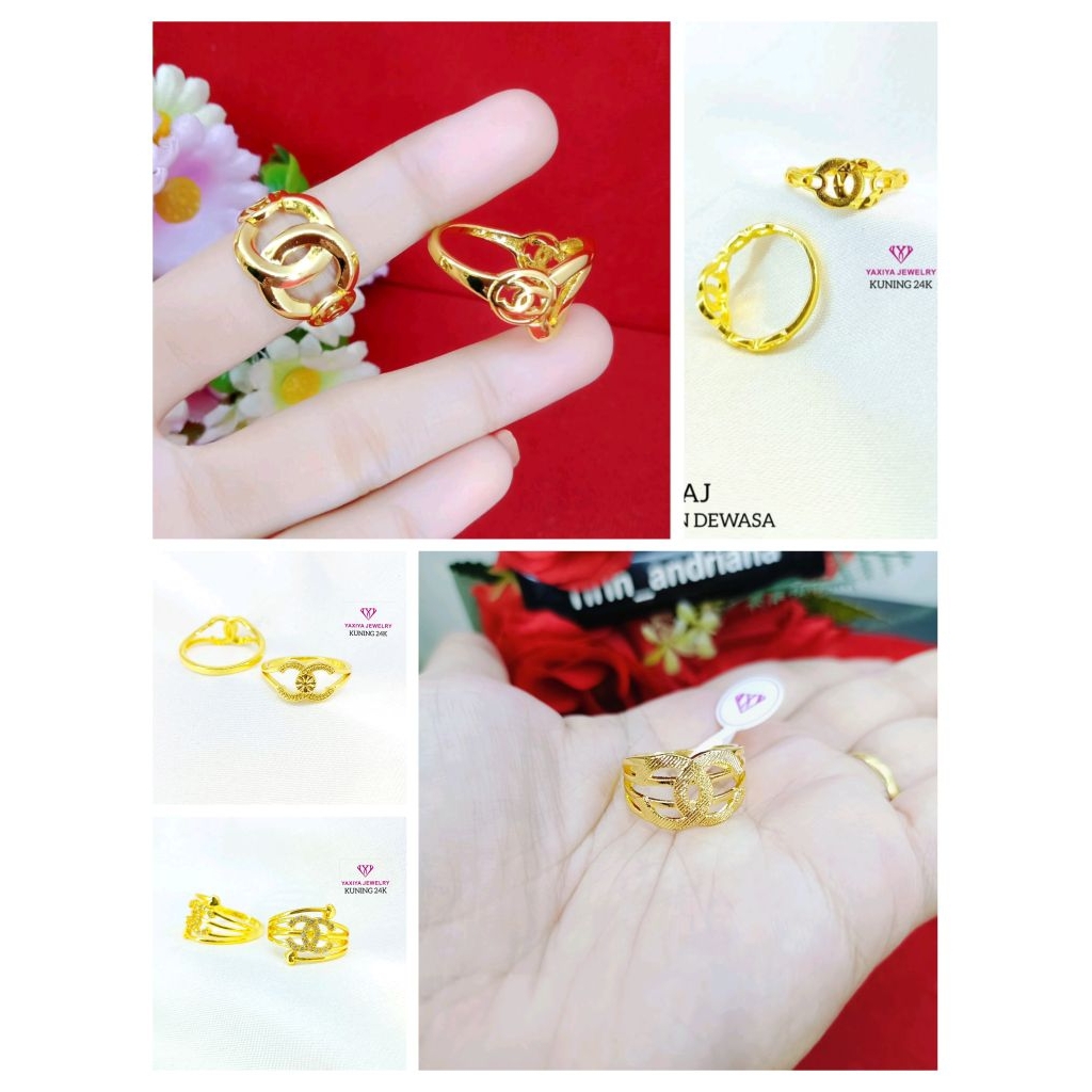 cincin cc setengah suku lapis emas 24k