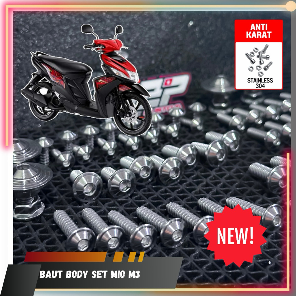 Baut Body Mio M3 L Stainless Steel Model Titanium Custom Handmade Set Lengkap Anti karat