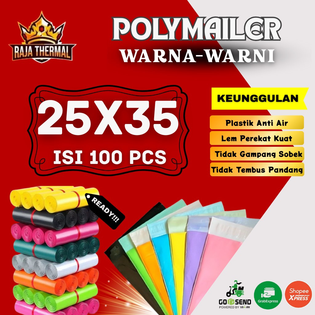 

POLYMAILER PLASTIK PACKING ONLINE AMPLOP isi 100 pcs ukuran 25x35