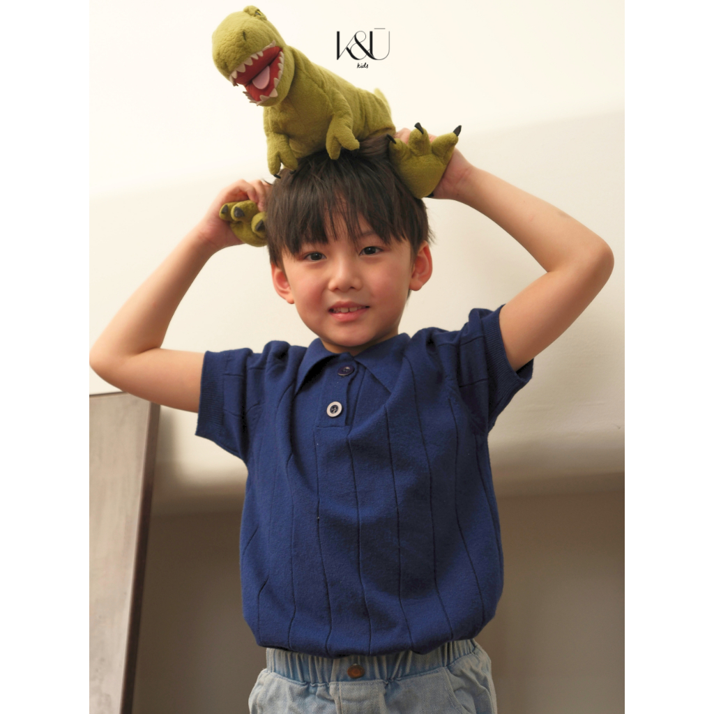 KUKAI Kids | Drew Polo Top - Kaos Polo Rajut Anak Laki-laki - Kaos Polo Knit Anak Laki-laki - Boys' 