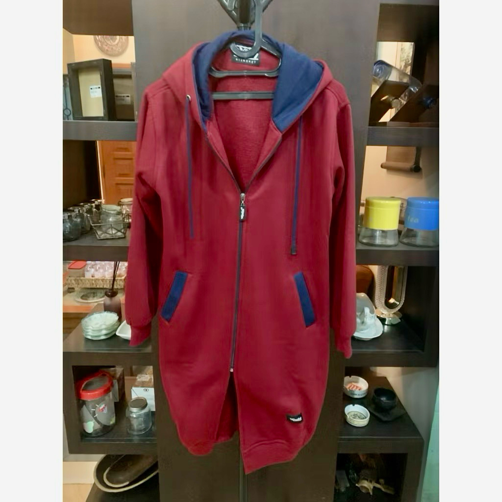 Jaket panjang wanita musim dingin bahan kaos