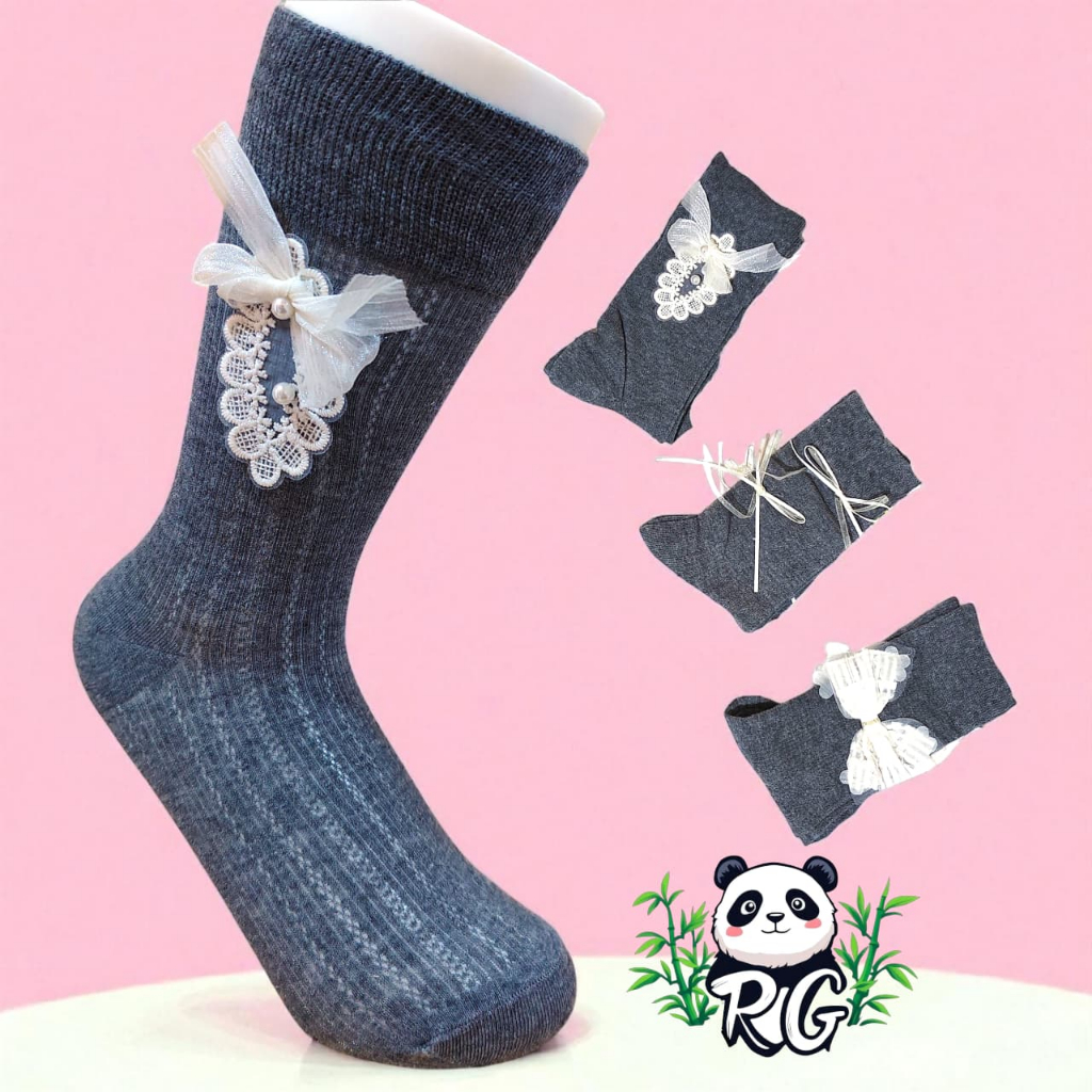 RG9 Kaos Kaki Imut Lolita / Coquette Bow Tumit / Lolita Socks / Kaos Kaki Elle Coquette Bow