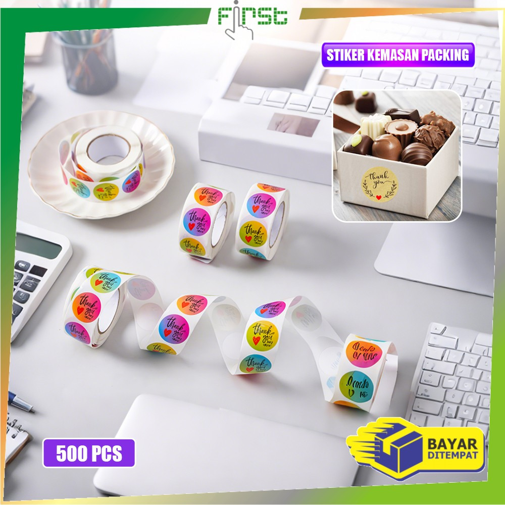 

FH-C817 Sticker Thank You 1 Roll 500PCS Stiker Label Makanan Tulisan Segel Ucapan Terima Kasih / Stiker Label Thankyou Kemasan Packing Serbaguna