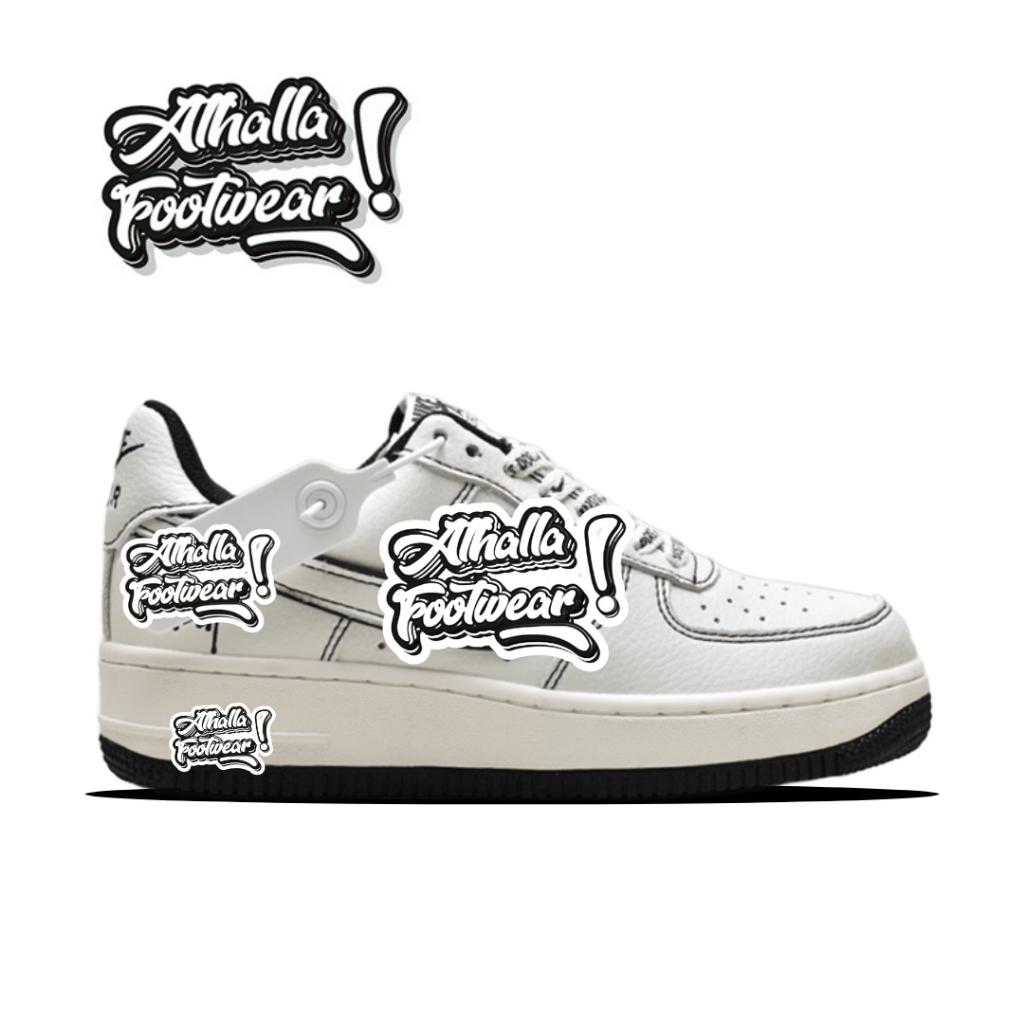 Sepatu Nike Air Force 1 Low Stussy White Black Reflective