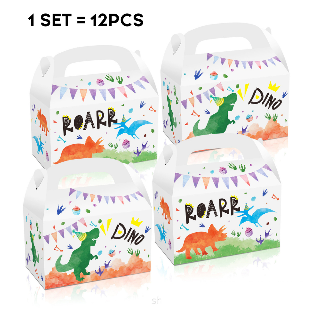 

12PCS Gable Box Tema Dinosaurus Souvenir Ulang Tahun Anak Gable Box