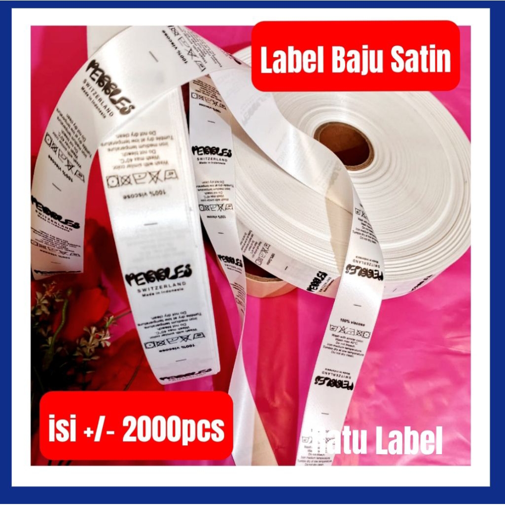 Label Baju Custom nama roll Pita Satin Sablon