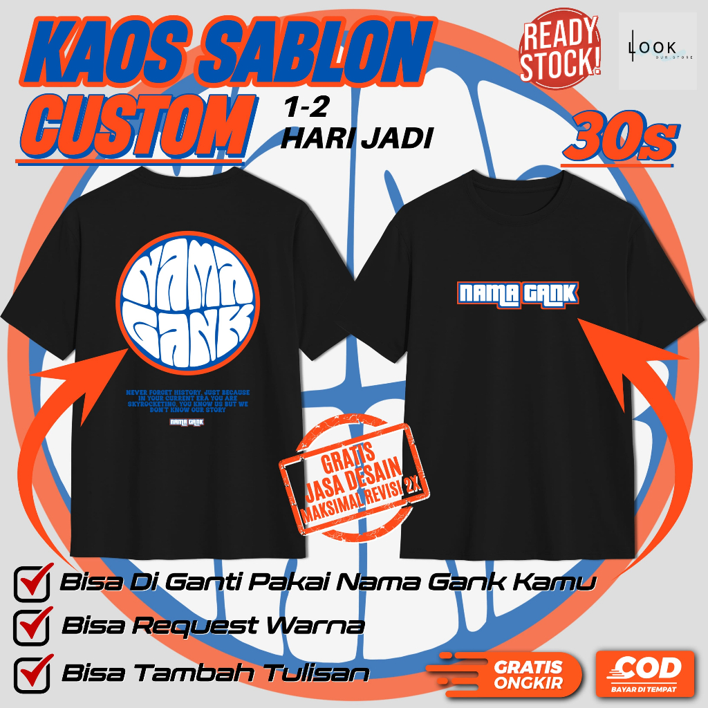 KAOS SABLON CUSTOM / SABLON KAOS SATUAN NAMA GENK KALIAN NAMA SENDIRI NAMA CLUB BEBAS SESUKAMU