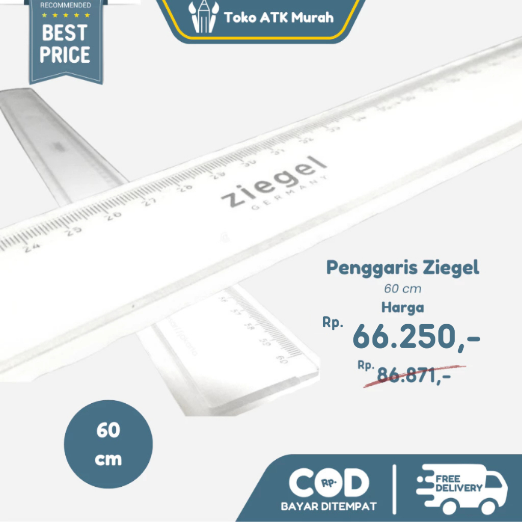

Penggaris Ziegel Flat Ruler 60cm – Penggaris Panjang untuk Gambar Teknik
