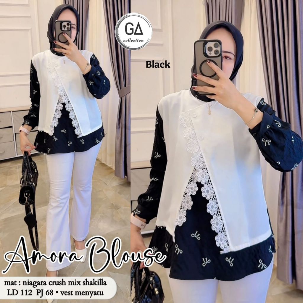AMORA BLOUSE MATT NIAGARA MIX SHAKILA VEST MENYATU ORI BY GA