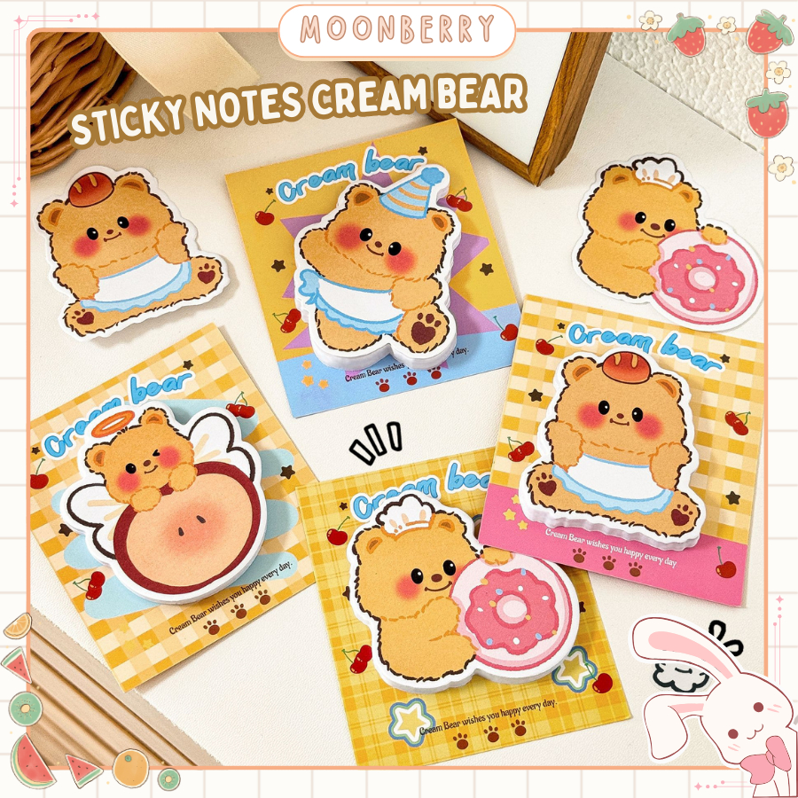 

Sticky Notes Motif Cream Bear Lucu Isi 30 Lembar Memo Pad Catatan Tempel Kertas Note