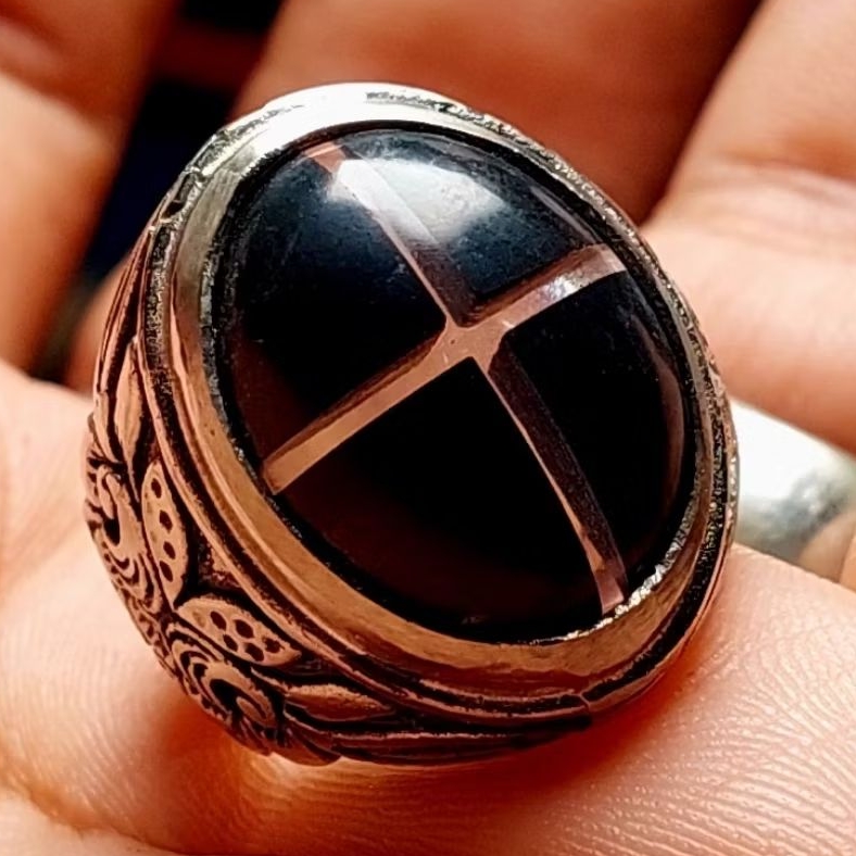 Cincin batu kelor tapak jalak kristal tembus