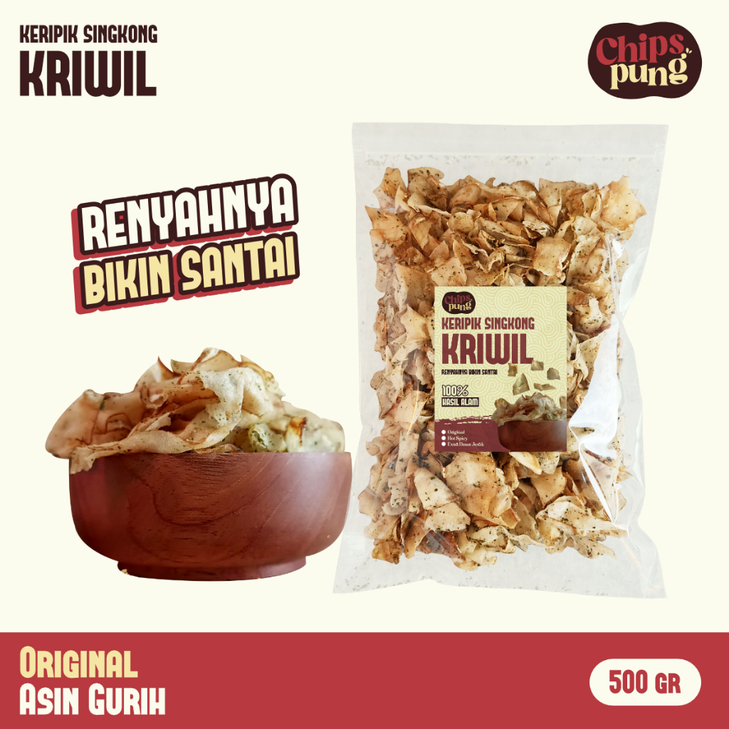 

Chipspung Keripik Singkong Kriwil Daun Jeruk Original Asin Gurih 500gr