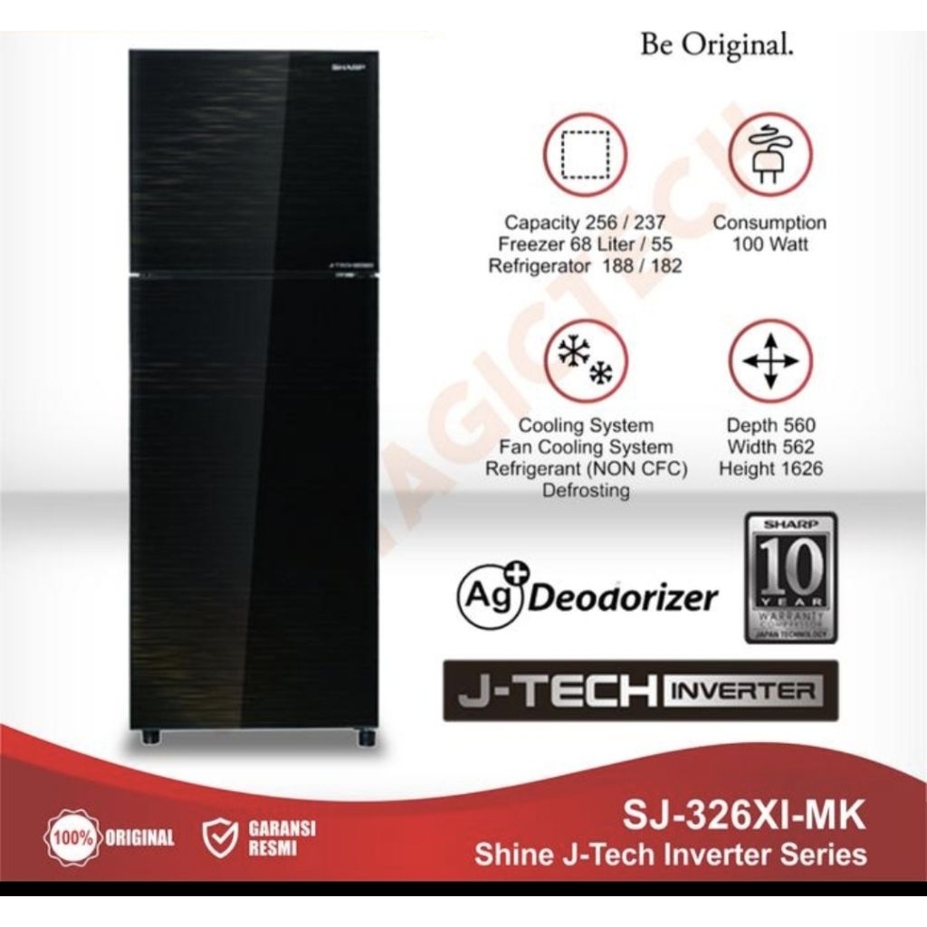 KULKAS SHARP J-TECH INVERTER 256LITER SJ 326XI MK