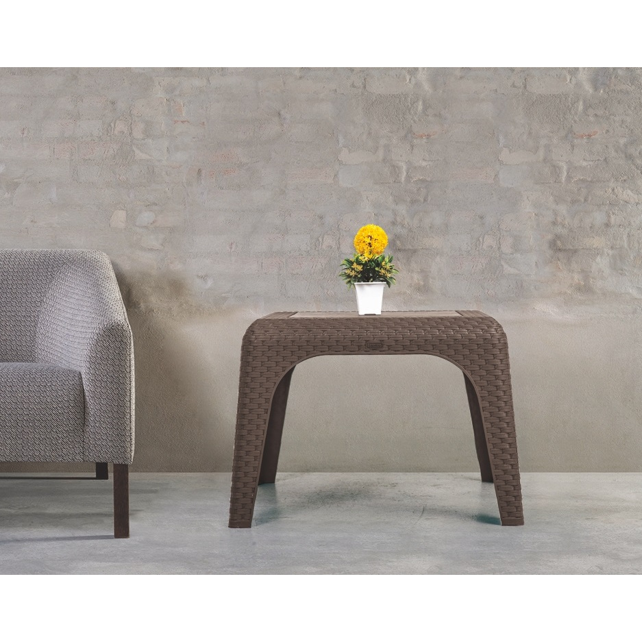 Meja WT 777/ Meja Teras / Meja Plastik Motif Rotan - Wapolin