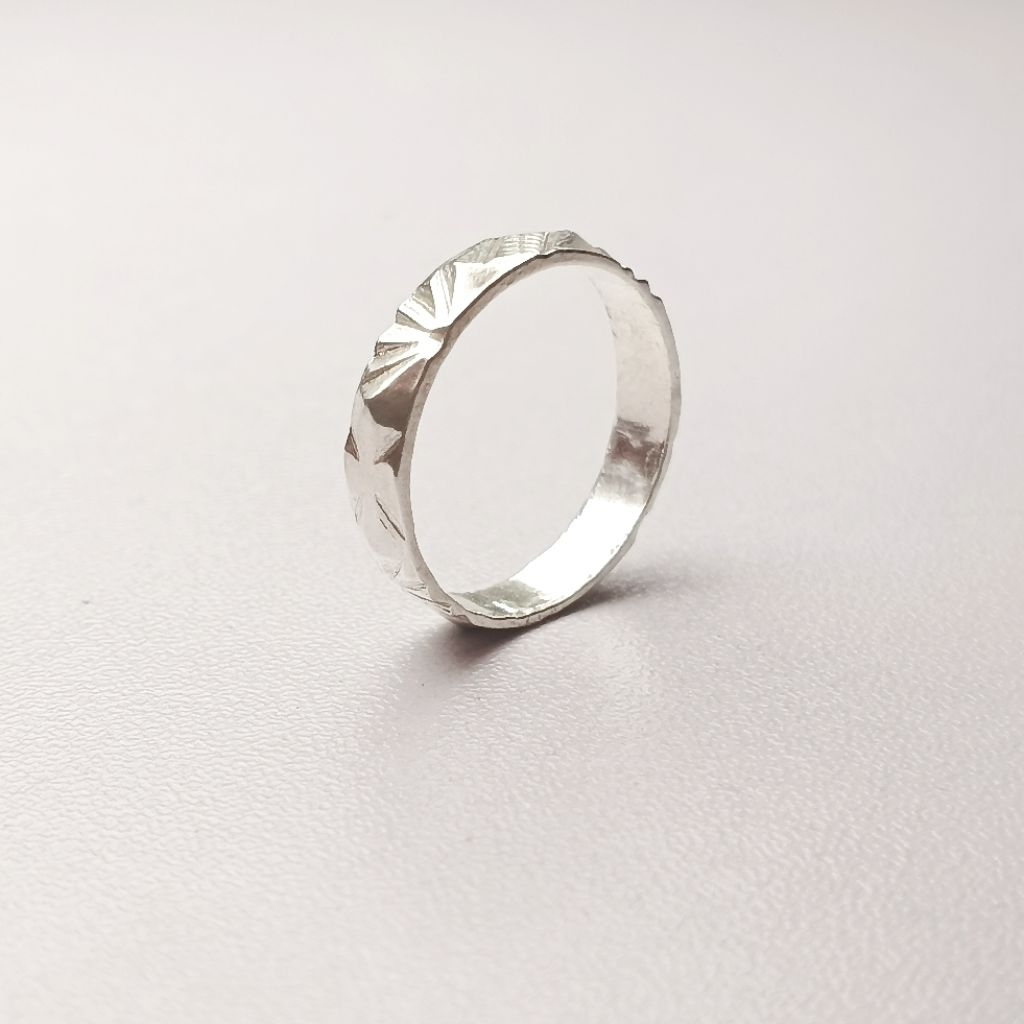 Cincin Model Ukir Perak Asli 925/Cincin Wanita/Cincin Polos/Lapis Emas Putih