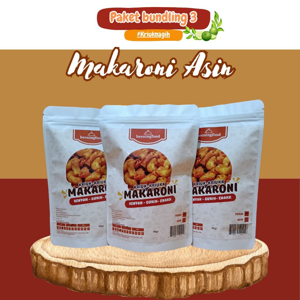 

Kriuk-kriukk Makaroni Beeningfood Paket Bundling Hemat 3 Pcs