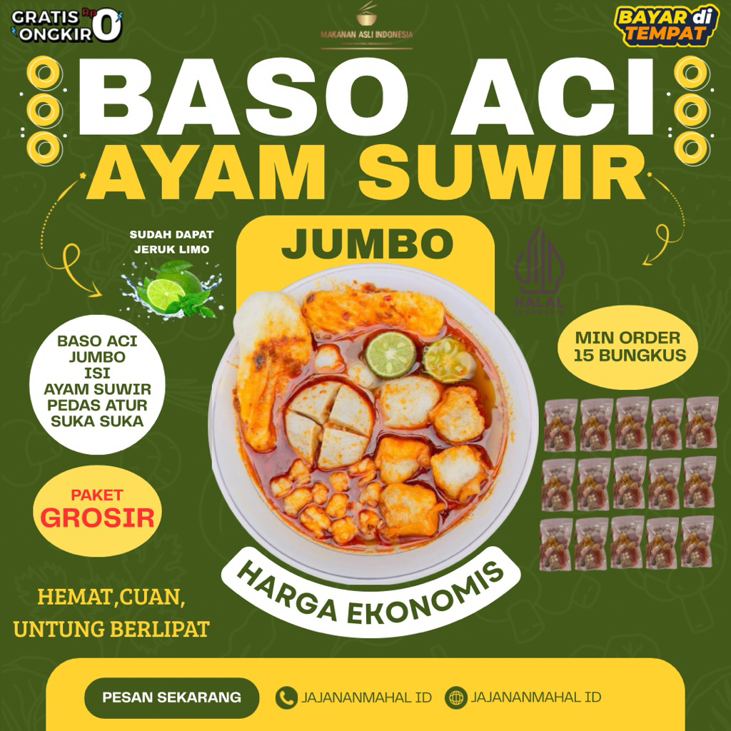 

Baso Aci Ayam Suwir 15 bungkus hemat / boci Original Kuah Pedas / bakso aci instan murah isi banyak