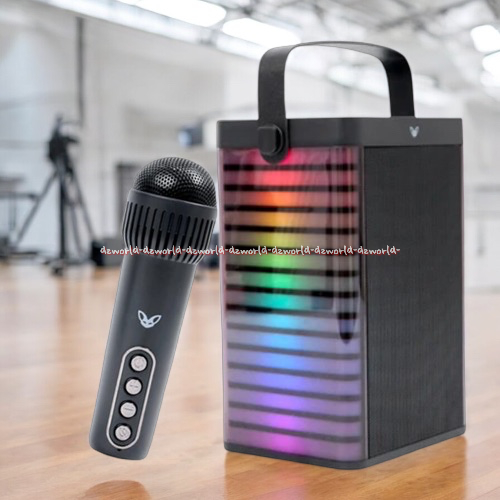 Sovox Speaker Karaoke Bluetooth Lampu RGB Dengan Microphone Black Alat Mendengarkan Musik Dengan Mik