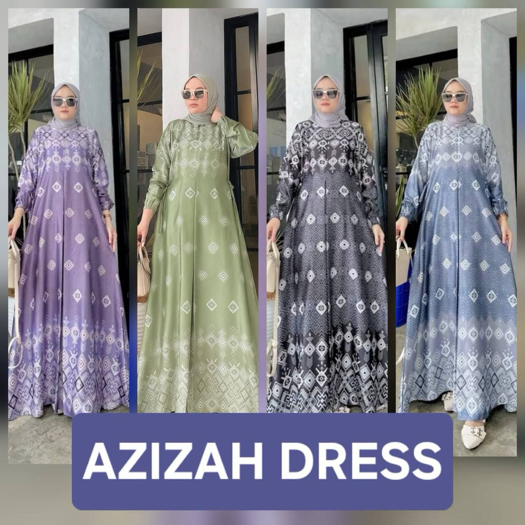 Azizah Dress Silk Motif Terbaru Gamis Silk Warna Sage Gamis Lebaran Terbaru