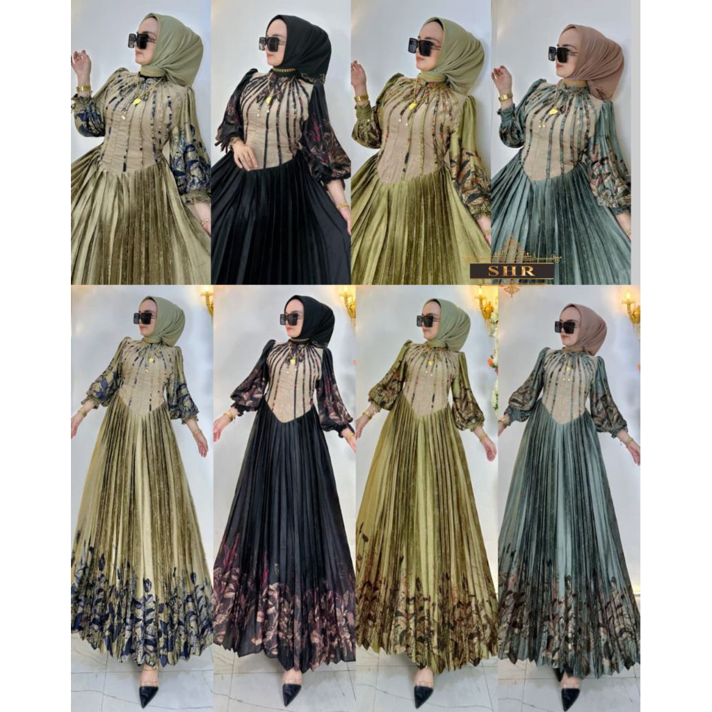 Amelta Fashion Indonesia - ORI SHR - Gamis Sutra - Gamis Timbul - Gamis Maxy Sutra Timbul SHR
