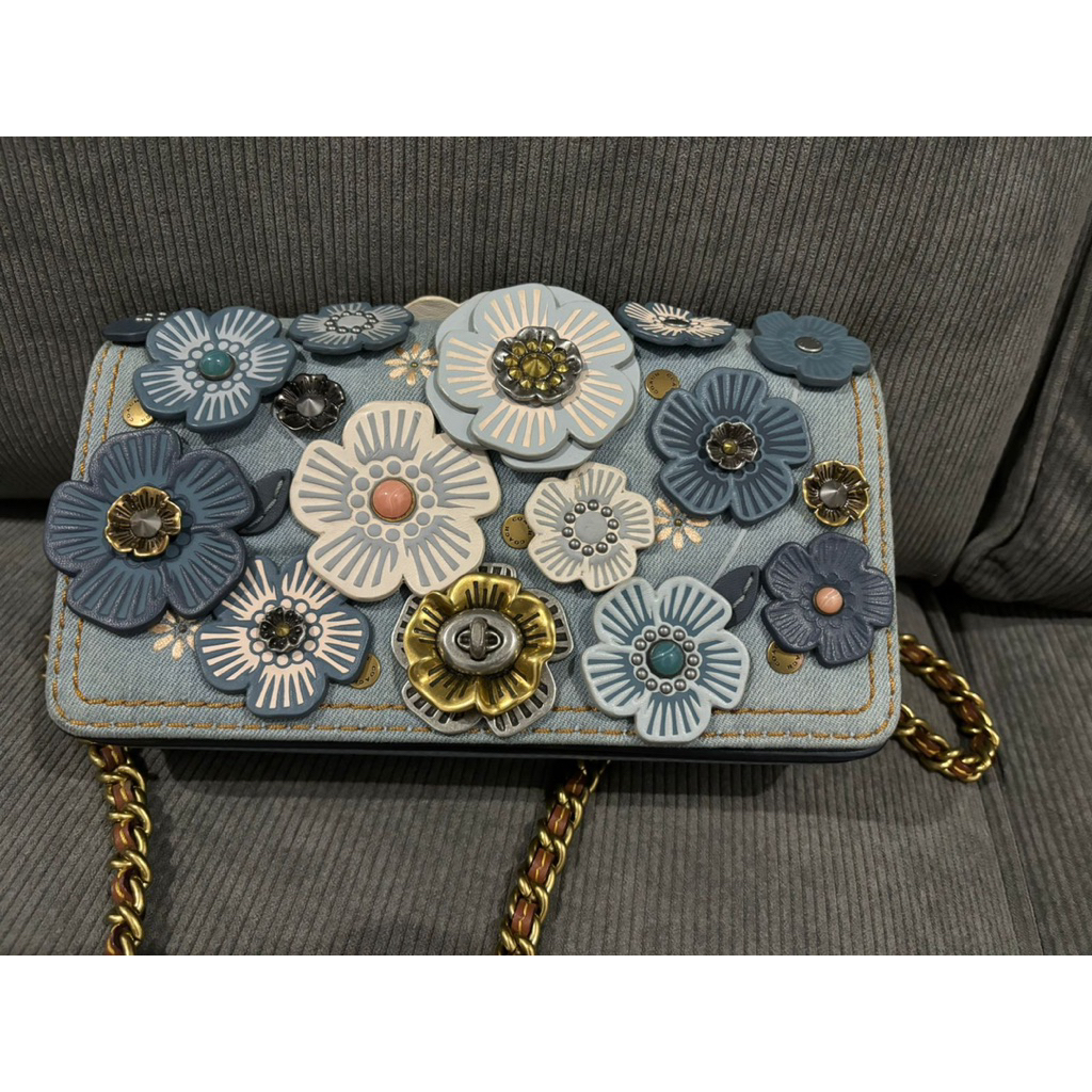 Coach Dinky Denim Tea Rose crossbody bag